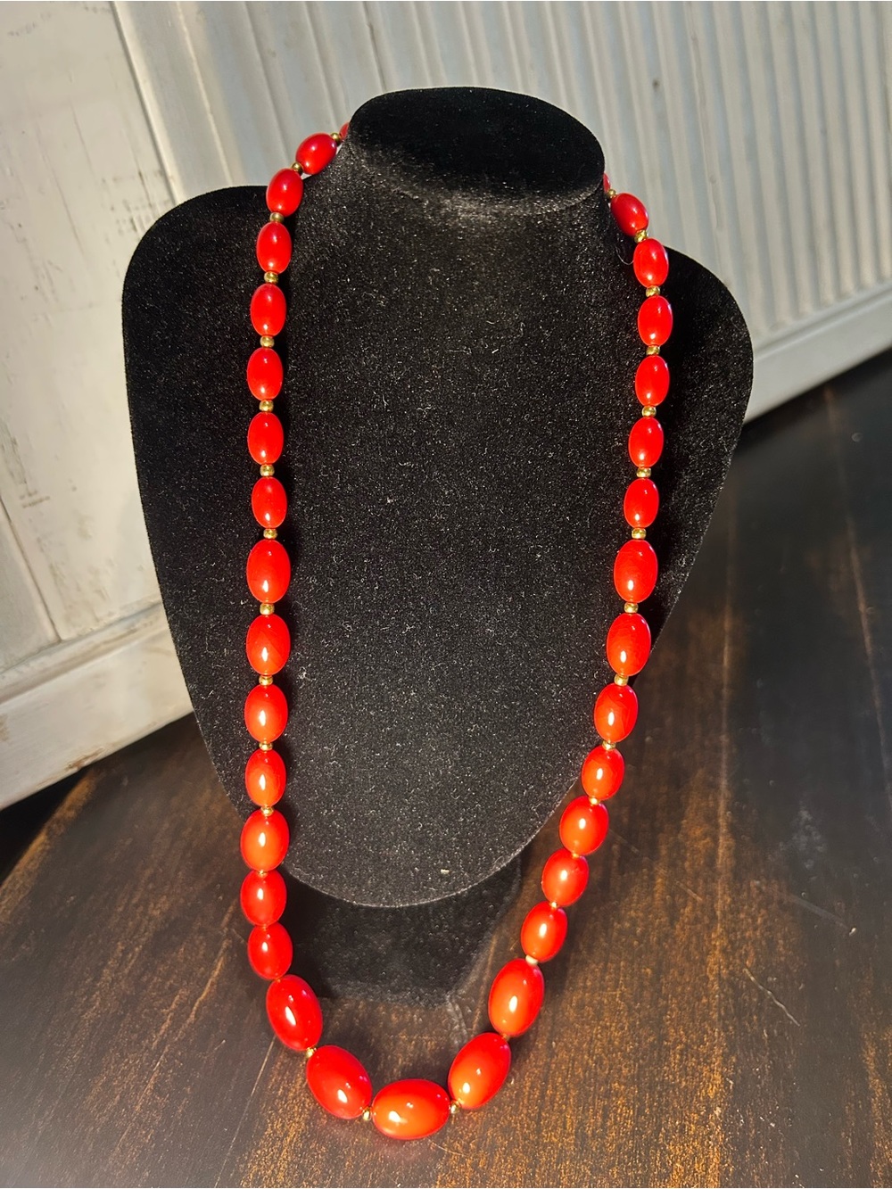 Red Beaded Necklace - Classic Women's Jewelry